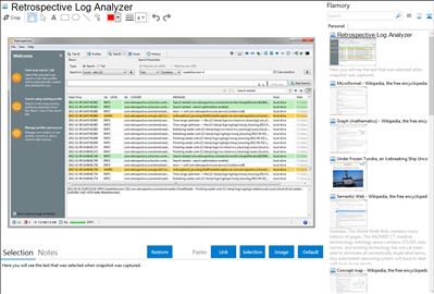 Retrospective Log Analyzer - Flamory bookmarks and screenshots