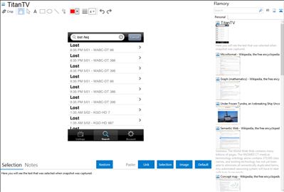 TitanTV - Flamory bookmarks and screenshots