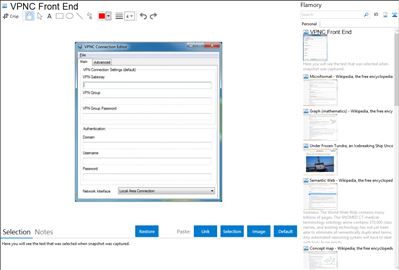 VPNC Front End - Flamory bookmarks and screenshots